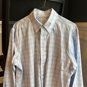 Brooks Brother non-iron dress shirt, blue/white box, size 15.5/32 regent fit.